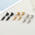 Black Gold and Silver Tone Screw Shape Stud Earrings view 1