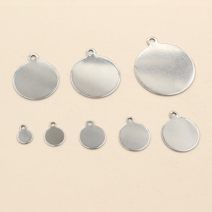 Polished Silver Tone Round Disc Tags with Hanging Holes