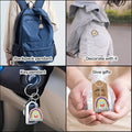 Wood Teacher Rainbow Heart Keychain Printed Charm Ring view 3