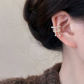 Silver-Tone Pearl Bow Ear Cuff - One Style Polished Decorative Design view 3