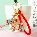 Double-Sided Jeweled Zebra Keychains in Five Colors with Braided Options view 2