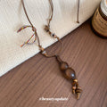 Brown Beaded Cord Necklace With Gourd Pendant Jewelry view 2