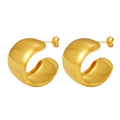Large Polished C-Shape Chunky Hoop Earrings Metal Pair view 5