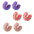 C Shape Polka Dot Resin Hoop Earrings In Three Colors view 5