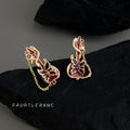 Gold Tone Multicolor Butterfly Guitar And Chain Stud Earrings view 4