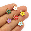 Mixed Color Enamel Flower Pendants with Gold Tone Edges view 2
