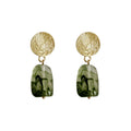 Gold Fingerprint Disc Studs Green Marbled Resin Drops view 5