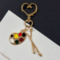 Gold Palette Paintbrush Keychains Star Heart Clasp Styles view 7