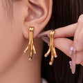 Crystal Branch Stud Earrings in Gold and Silver Tone view 2