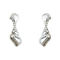 Silver Scallop Shell Stud Conch Drop Earrings Pair view 5