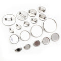 Round Silver-Tone Cabochon Brooch Pin Blank Settings view 1
