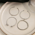 Silver Star Moon Heart Rhinestone Open Cuff Bracelet Set view 4