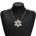 Silver Five Petal Flower Statement Pendant Necklace view 5