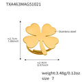 Brushed Gold Clover Heart Necklace Earrings Ring Set Pieces view 8