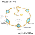 Gold Czech Glass Oval Round Bezel Bracelet Six Colors view 10