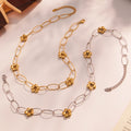 Flower Oval Link Necklace Bracelet Gold Silver Two-Tone Steel view 4