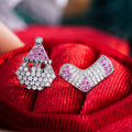 Silver Tone Santa And Stocking Mismatched Stud Earrings view 3