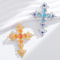 Blue Cross Crystal Two Designs Metal Brooch Pin for Jackets and Lapels view 5