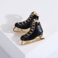 Enamel Ice Skate Brooch Gold Blade White Black Red Yellow view 2