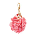 Fabric Rose Cluster Keychain With Beads And Lobster Clasp view 5
