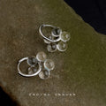 Silver Tone Translucent Disc Flower Round Hoop Earrings view 3