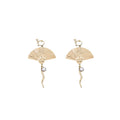 Gold and Silver Folding Fan Chain No Pierce Ear Clips view 1