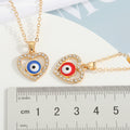 Gold Tone Heart Crystal Evil Eye Pendant Necklaces in Three Colors view 2