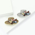 Rhinestone Sun Hat Brooch Multicolor Flower Antique Silver Gold view 2