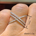 Triple Crisscross Pave Open Statement Ring In Silver Tone view 4