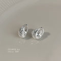 Textured Wave Huggie Hoop Earrings Gold Silver Two Sizes view 4