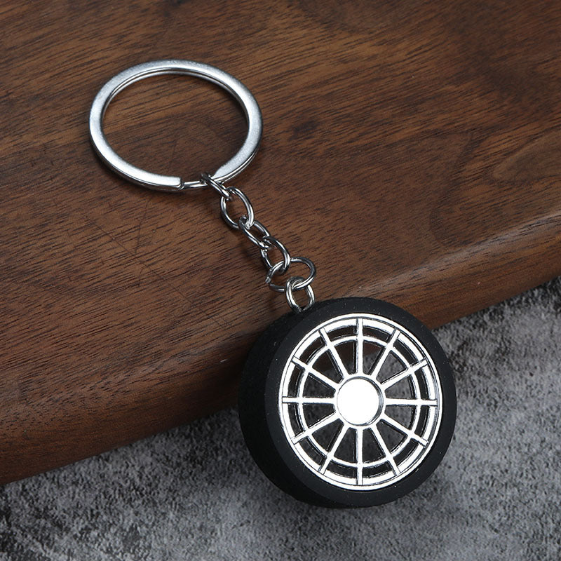 Metal Wheel Rim Tire Keychain, Creative Auto Modified Car Key Ring