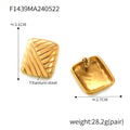 Gold Diagonal Stripe Square Stud Earrings Polished Metal view 6