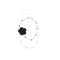 Layered Pearl Necklace with Black Fabric Flower Accent view 5