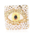Square Pearl Border Eye Brooch in Four Iris Colors view 5