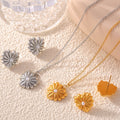 Flower Heart Imitation Pearl Pendant Necklace And Studs view 1