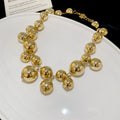 Metal Ball Cluster Tassel Necklace Gold or Silver Mirror view 6