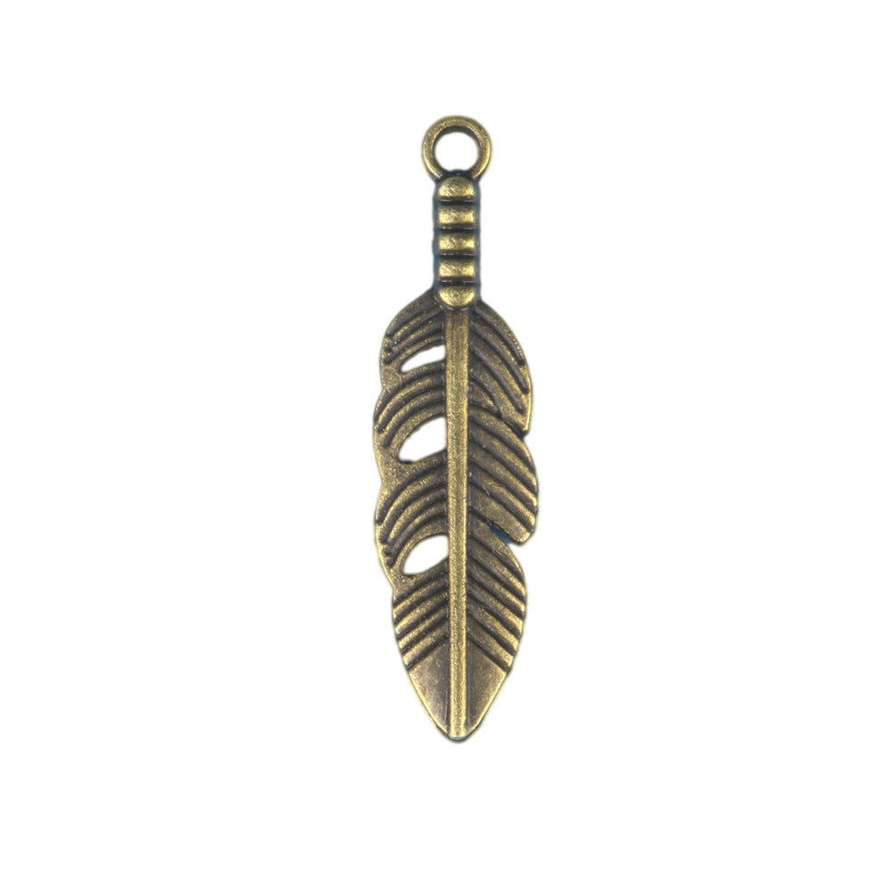 Vintage Alloy Feather Wing Keychain Charm Pendant