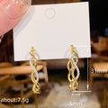 Twisted Wave Clear Stone Hoop Earrings Metal Alloy Pair view 4