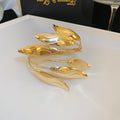Mixed Floral And Leaf Open Arm Cuffs In Gold Tone Or Silver Tone view 6