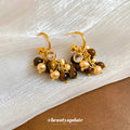Brown And Ivory Beaded Cluster Hoop Earrings Jewelry view 4