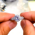 Silver Round Clear CZ Halo Pavé Shoulder Band Ring view 3