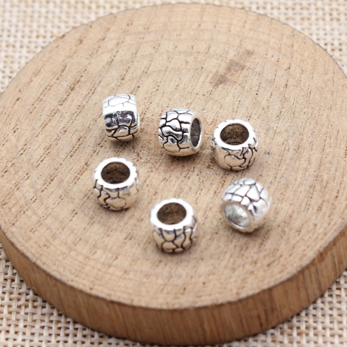 7.8x7.8x5.6mm 0.87g Antique Silver Zinc Alloy Round Large Hole Spacer Beads for DIY Bracelet Jewelry Making