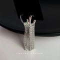 Silver-Tone Geometric C-Shape Chain Fringe Drop Earrings view 4