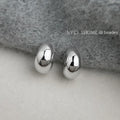 Silver Hollow Geometric Crescent Half-Hoop Stud Earrings view 3
