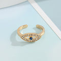 Gold Tone Blue Evil Eye Crystal Adjustable Open Ring view 3