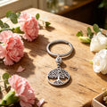 Silver Tree of Life Keychain Cross Bead Disc Charm view 4
