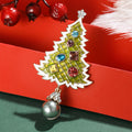 Enamel Christmas Tree Metal Brooch with Pearl Drop view 4