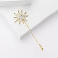Crystal Starburst Long Pin Brooch in 2 Color Styles view 3