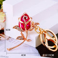 Jeweled Rose Stem Keychains in Blue and Fuchsia plus Assorted Option view 3