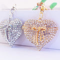 Clear Rhinestone Heart Bow Keychain With Lobster Clasp view 8